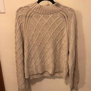 American Eagle white mock neck cropped sweater